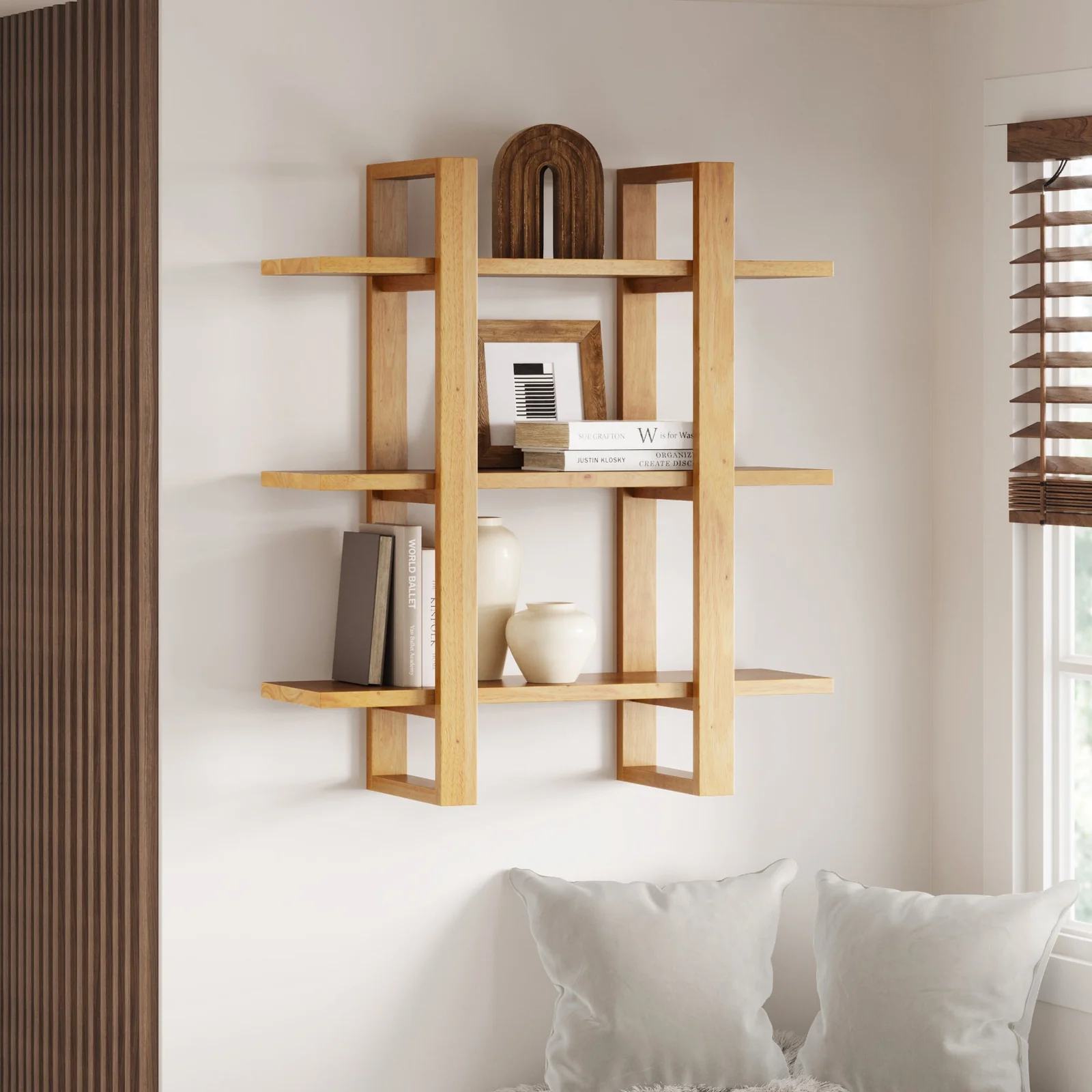 Design limpo e flutuante sem hardware visível para um visual moderno e harmonioso.